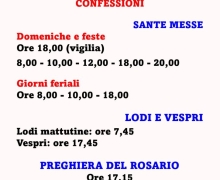 Orario autunnale S. Messe (aggiornato)