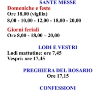 Orario autunnale S. Messe