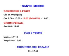 Orario autunnale Sante Messe 2026